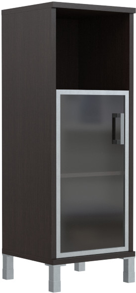 Шкаф-колонка средняя с малой стеклянной дверью в AL-рамке B 421.4(L) Венге Магия 475х450х1286